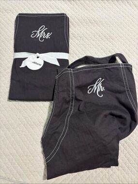 Crate&Barrel Black Apron with White Tie and Red Accent